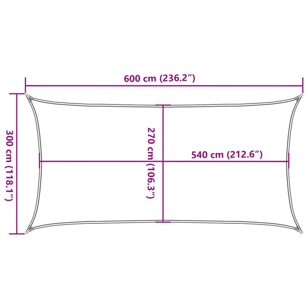 vidaXL Zonnezeil 160 g/m² 3x6 m HDPE wit