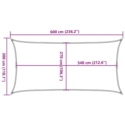 vidaXL Zonnezeil 160 g/m² 3x6 m HDPE wit