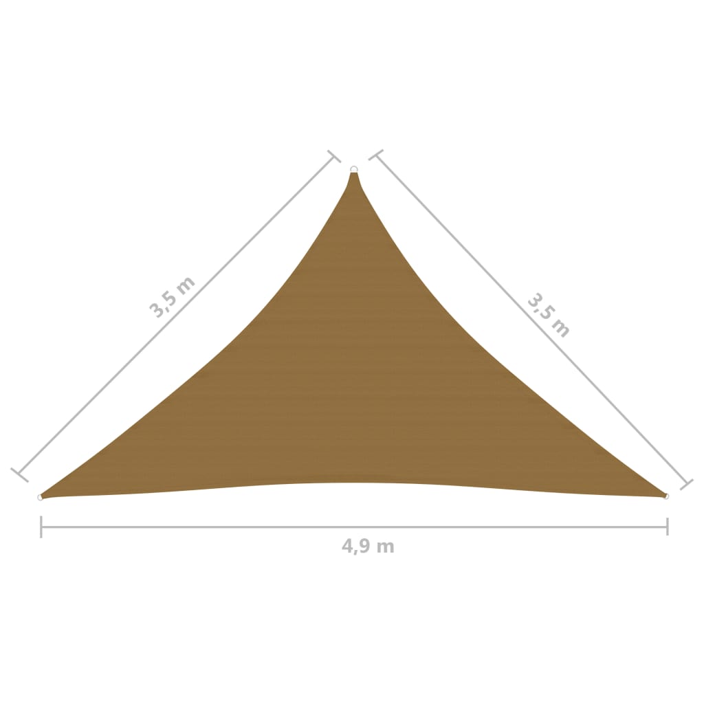 vidaXL Zonnezeil 160 g/m² 3,5x3,5x4,9 m HDPE taupe