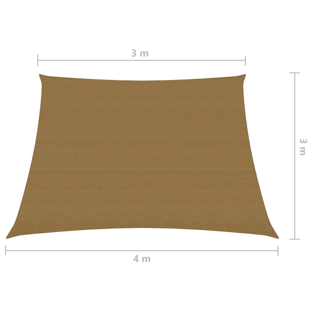 vidaXL Zonnezeil 160 g/m² 3/4x3 m HDPE taupe