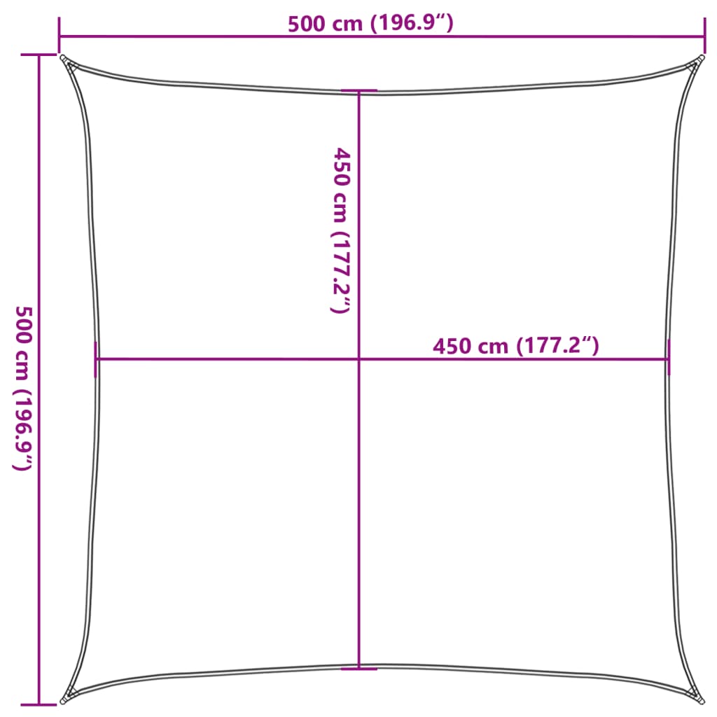 vidaXL Zonnezeil 160 g/m² 5x5 m HDPE zwart