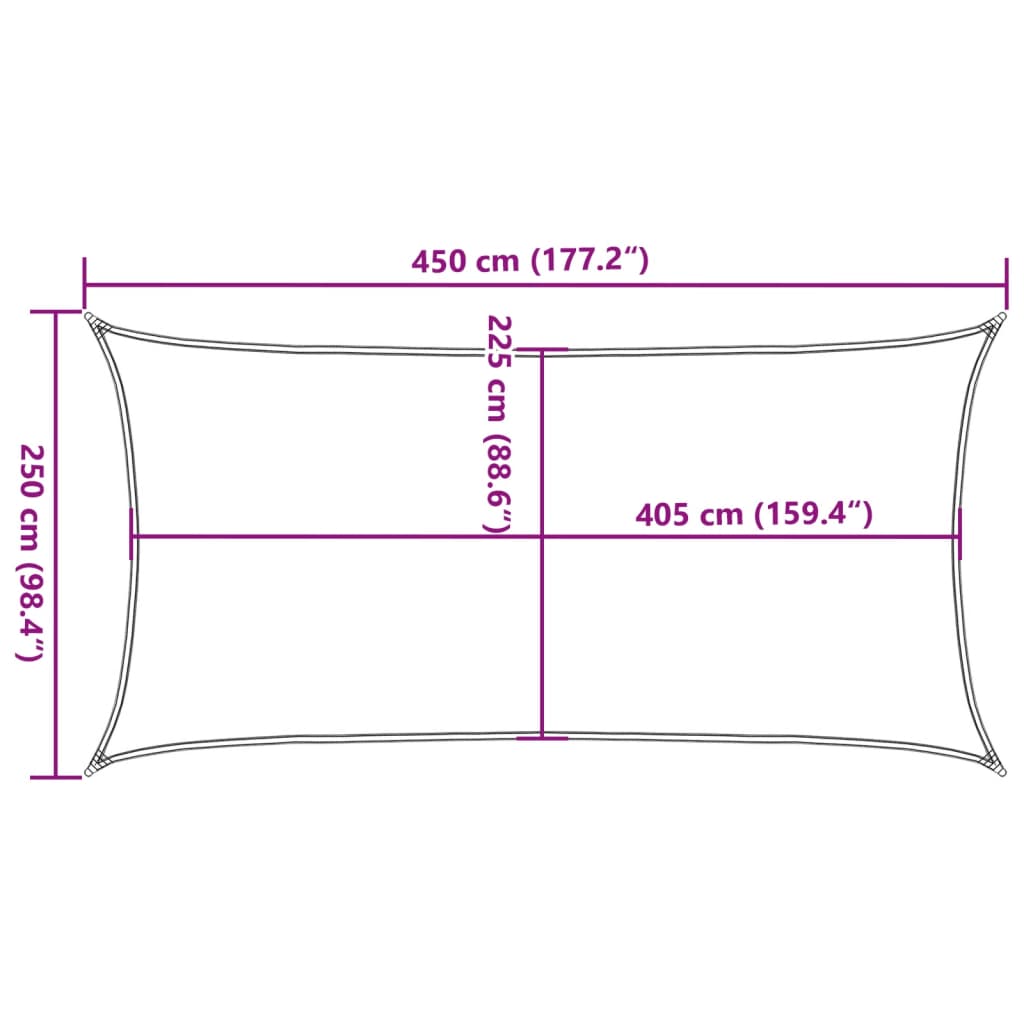 vidaXL Zonnezeil 160 g/m² 2,5x4,5 m HDPE zwart