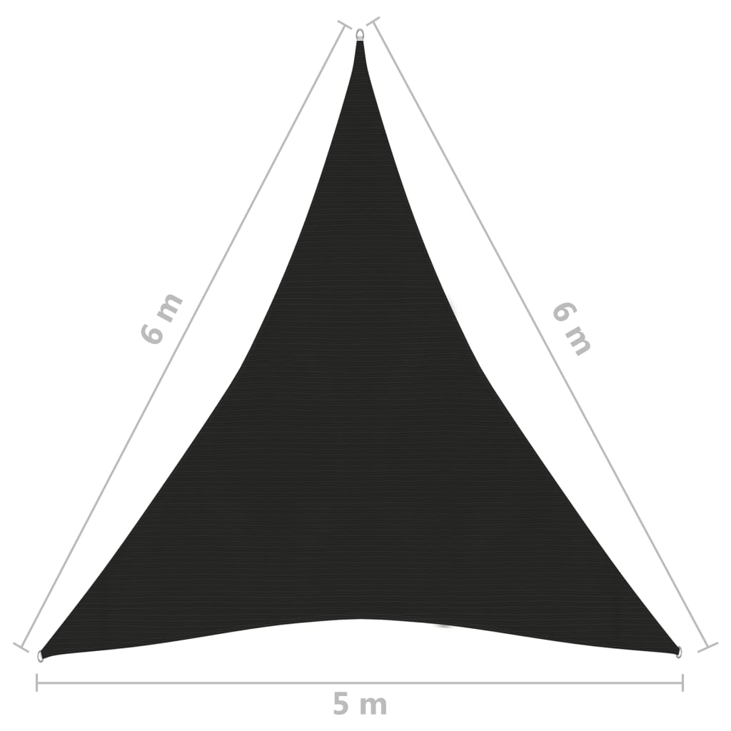 vidaXL Zonnezeil 160 g/m² 5x6x6 m HDPE zwart