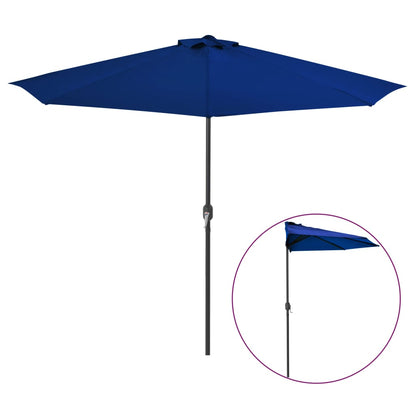 vidaXL Balkonparasol half met aluminium paal 300x155x223 cm blauw