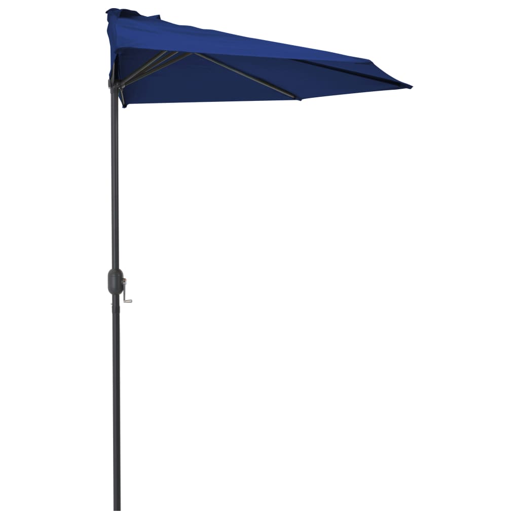 vidaXL Balkonparasol half met aluminium paal 300x155x223 cm blauw