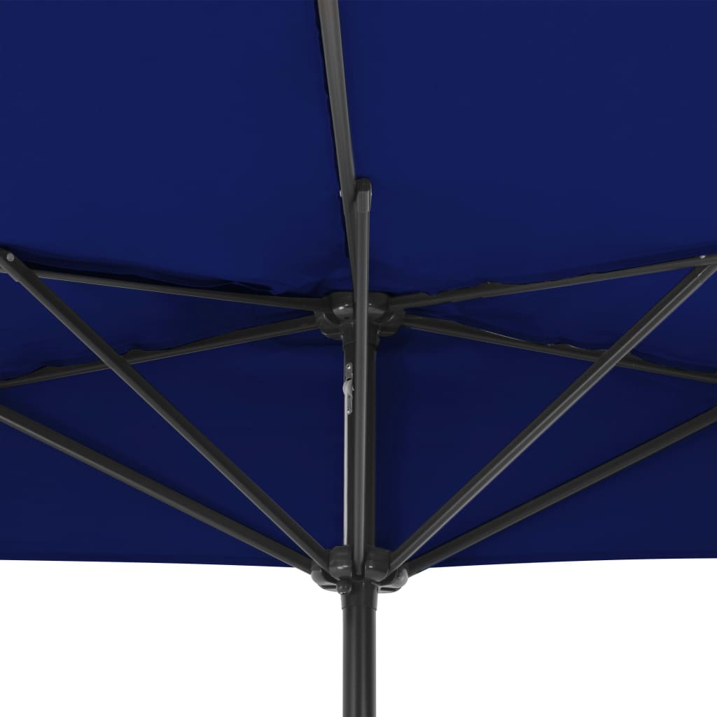 vidaXL Balkonparasol half met aluminium paal 300x155x223 cm blauw