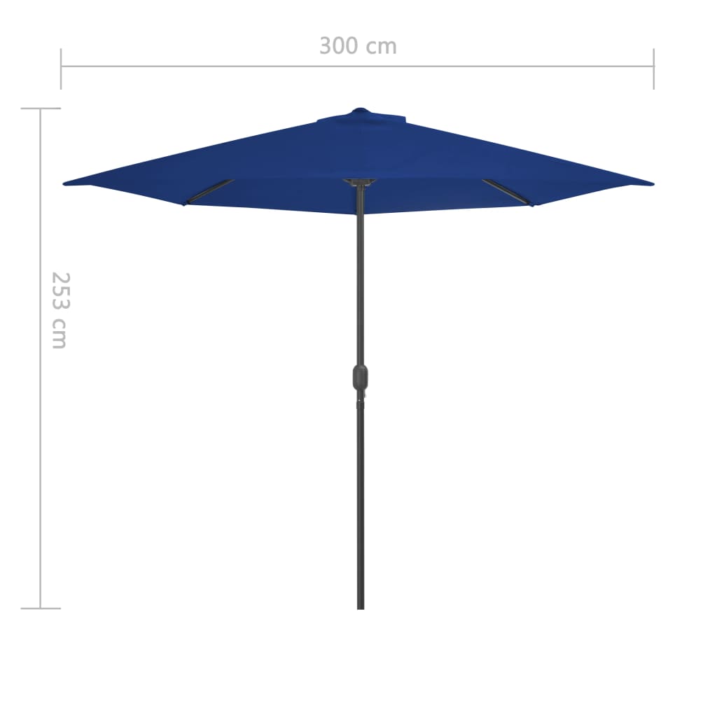 vidaXL Balkonparasol half met aluminium paal 300x155x223 cm blauw