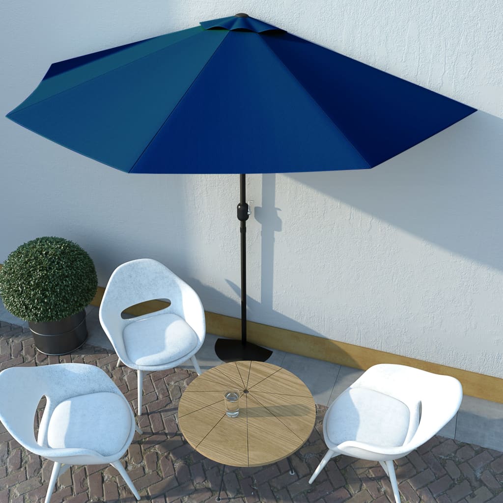 vidaXL Balkonparasol half met aluminium paal 300x155x223 cm blauw