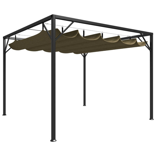 vidaXL Tuinprieel met uittrekbaar dak 180 g/m² 3x3 m taupe