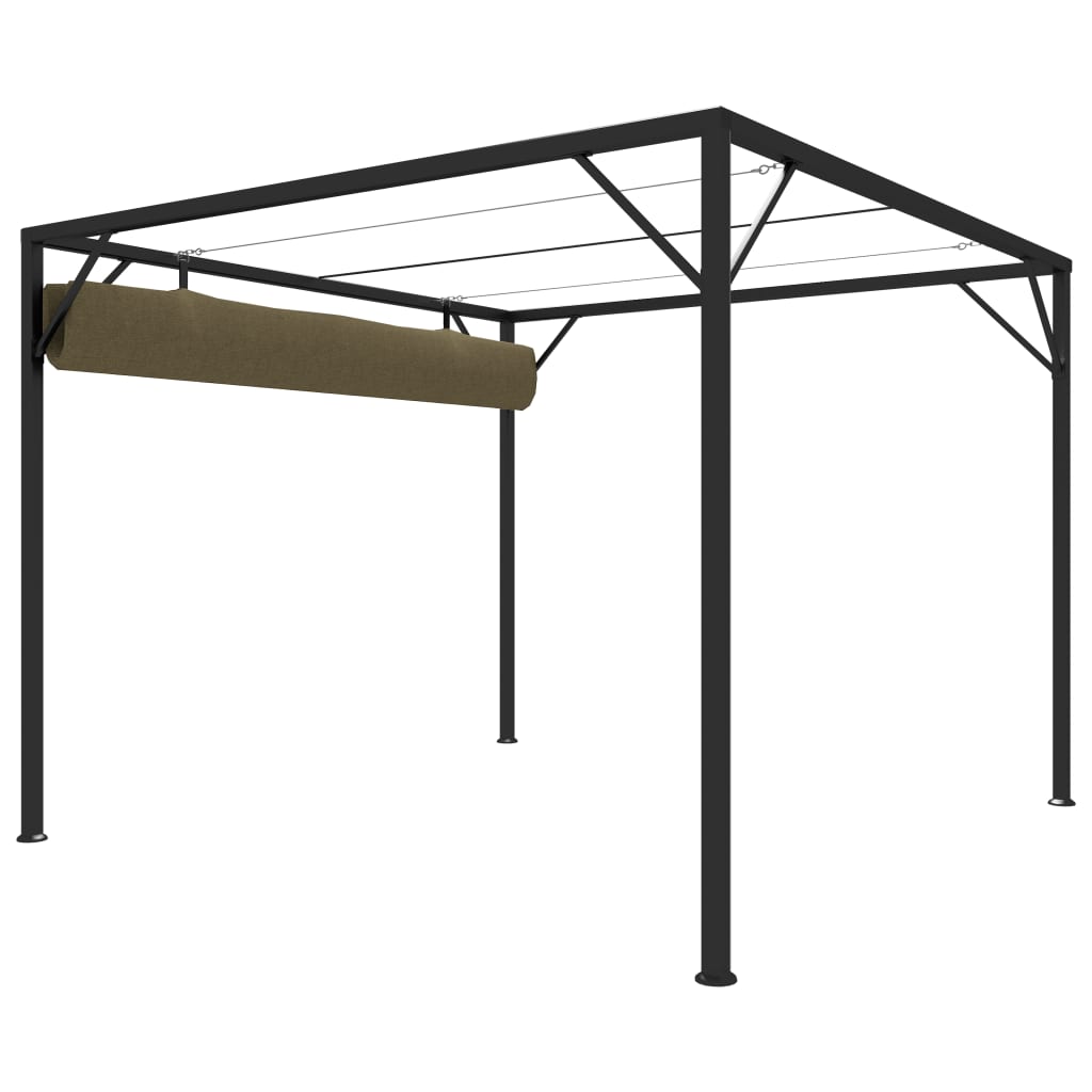 vidaXL Tuinprieel met uittrekbaar dak 180 g/m² 3x3 m taupe