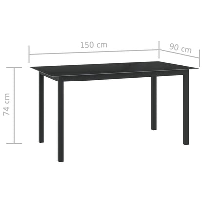 vidaXL Tuintafel 150x90x74 cm aluminium en glas zwart