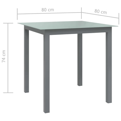 vidaXL Tuintafel 80x80x74 cm aluminium en glas lichtgrijs