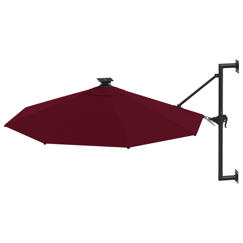 vidaXL Wandparasol met LED's 300 cm bordeauxrood