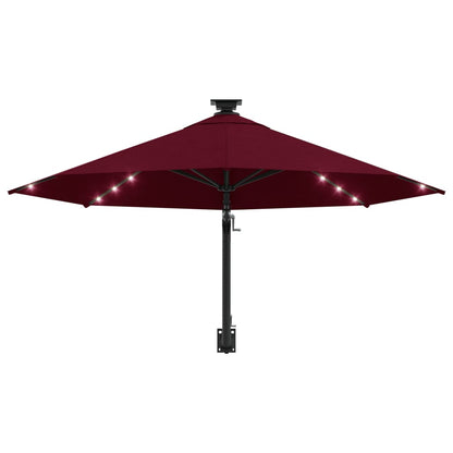 vidaXL Wandparasol met LED's 300 cm bordeauxrood