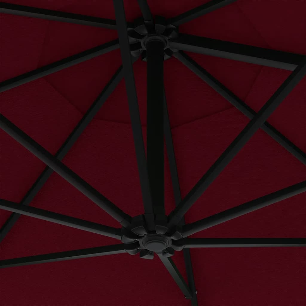 vidaXL Wandparasol met LED's 300 cm bordeauxrood