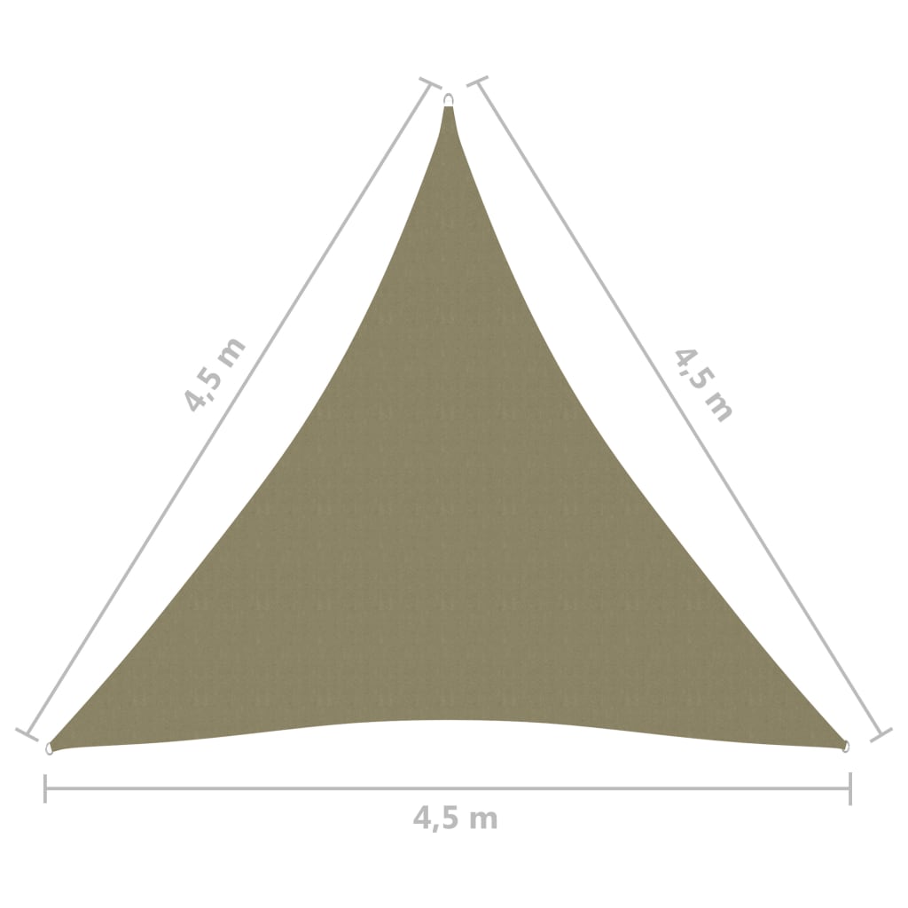 vidaXL Zonnescherm driehoekig 4,5x4,5x4,5 m oxford stof beige