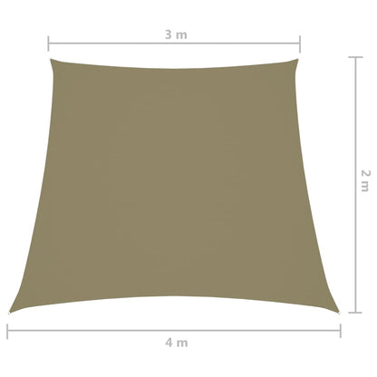 vidaXL Zonnezeil trapezium 2/4x3 m oxford stof beige