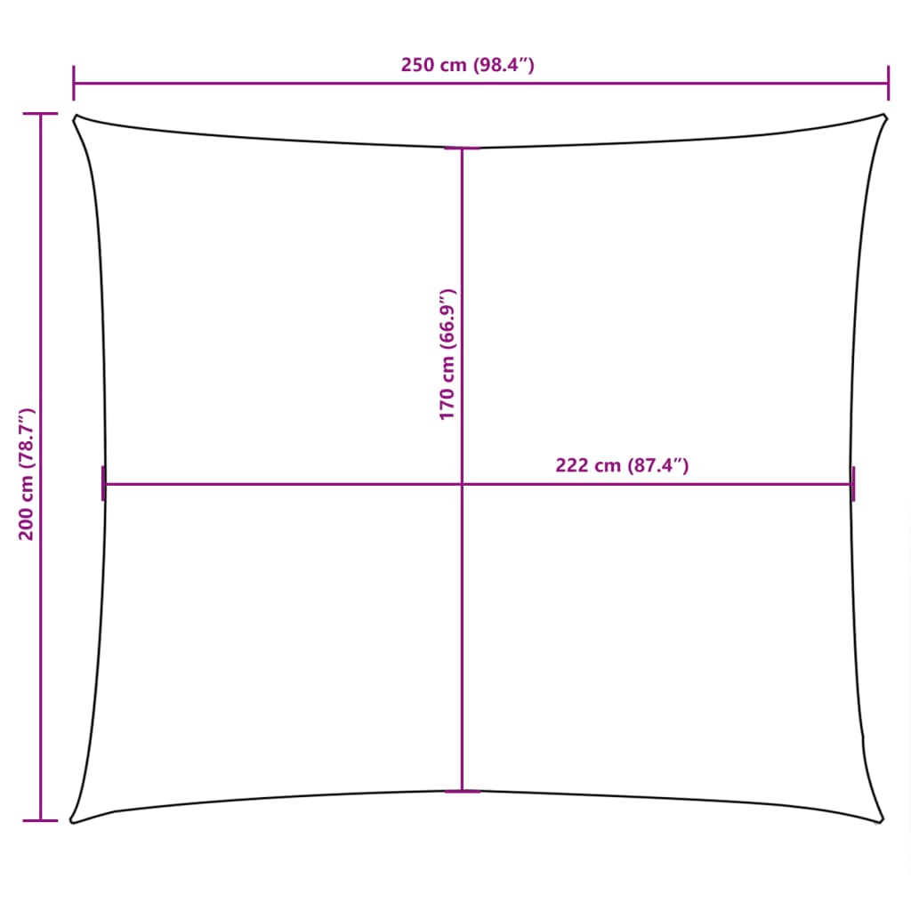 vidaXL Zonnescherm rechthoekig 2x2,5 m oxford stof crèmekleurig