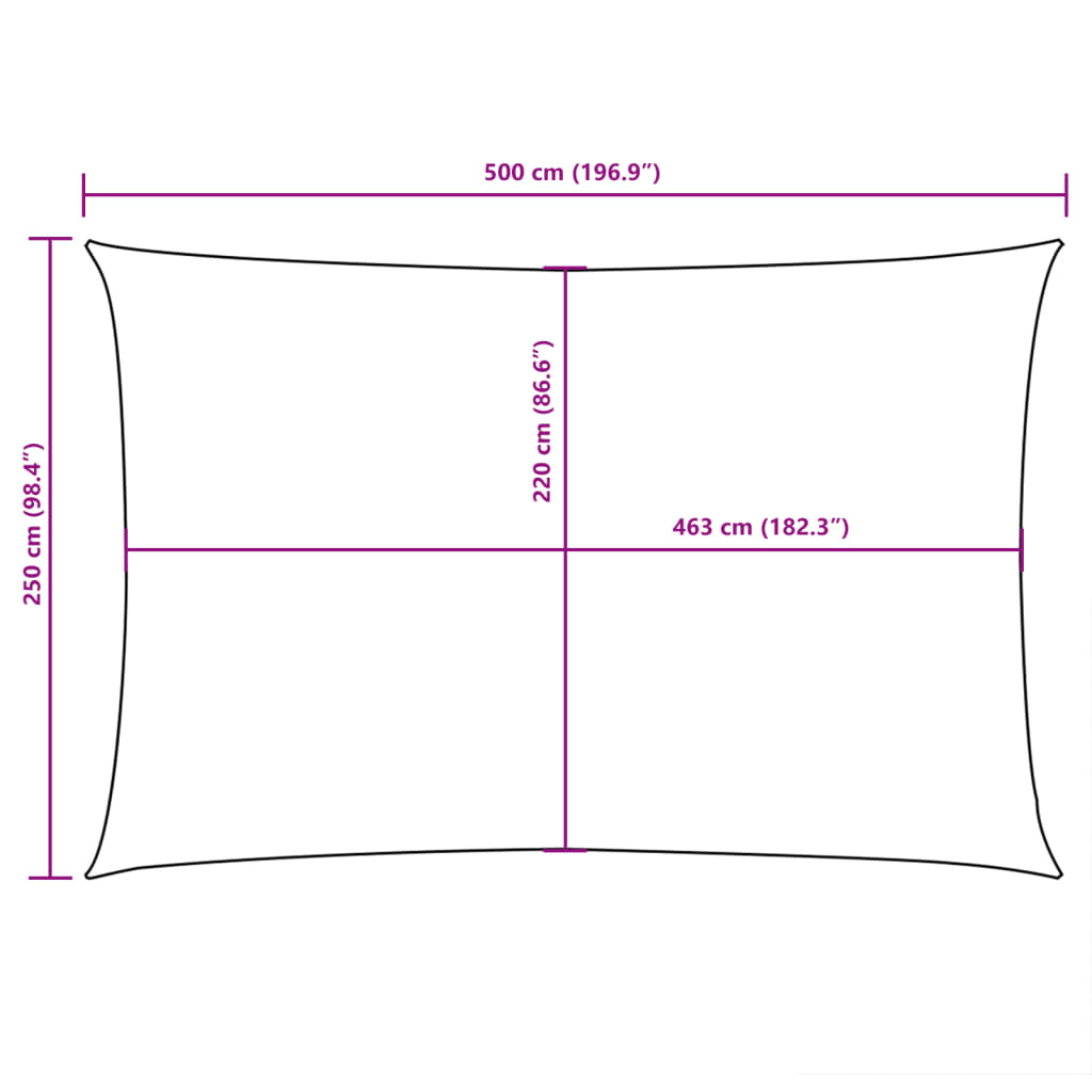 vidaXL Zonnescherm rechthoekig 2,5x5 m oxford stof crèmekleurig