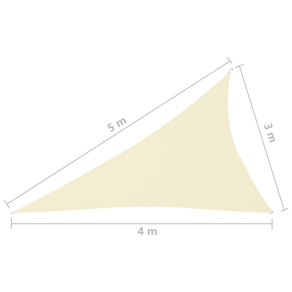 vidaXL Zonnescherm driehoekig 3x4x5 m oxford stof crèmekleurig