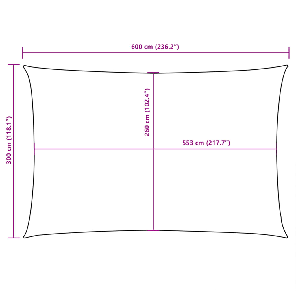 vidaXL Zonnescherm rechthoekig 3x6 m oxford stof wit