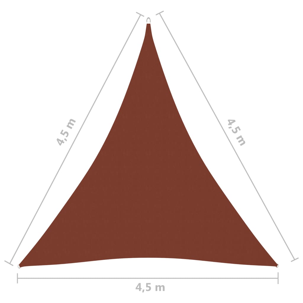 vidaXL Zonnescherm driehoekig 4,5x4,5x4,5 m oxford stof terracotta