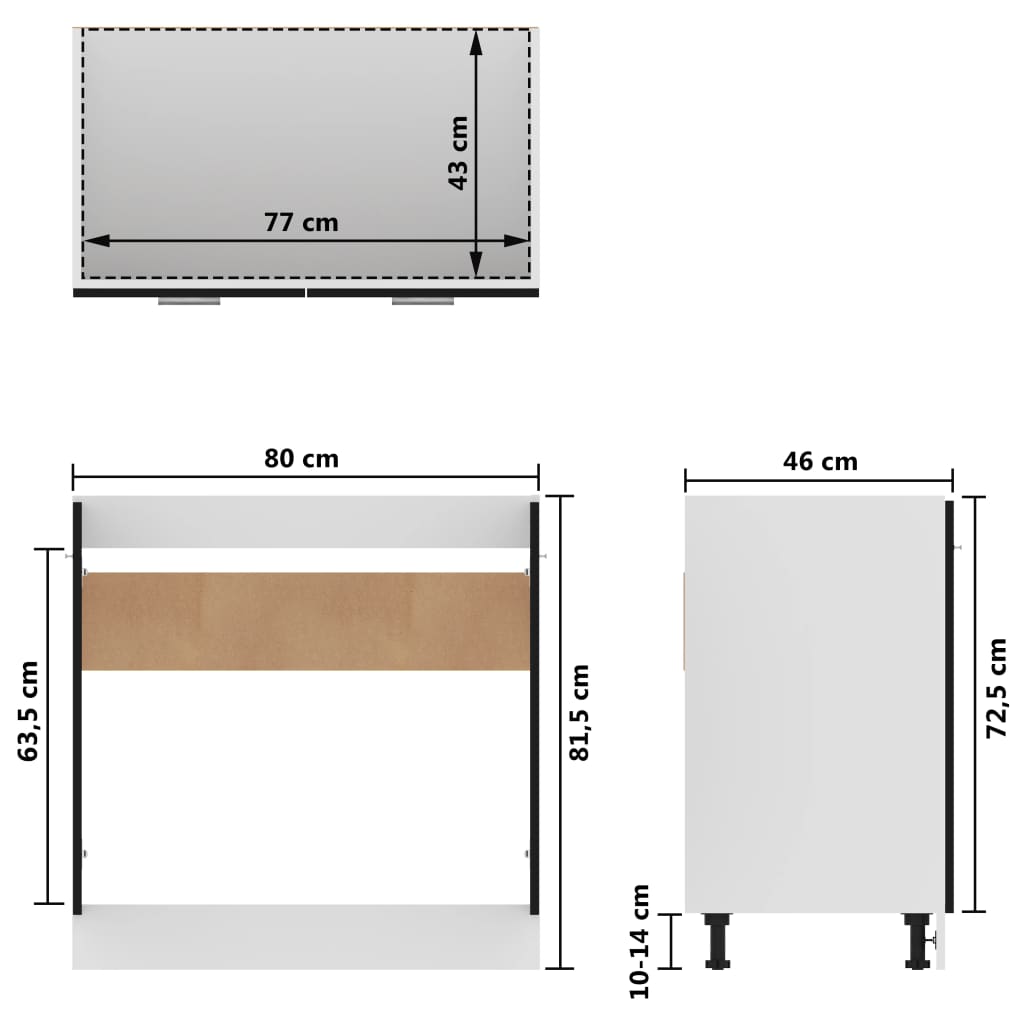 vidaXL Wastafelonderkast 80x46x81,5 cm bewerkt hout zwart