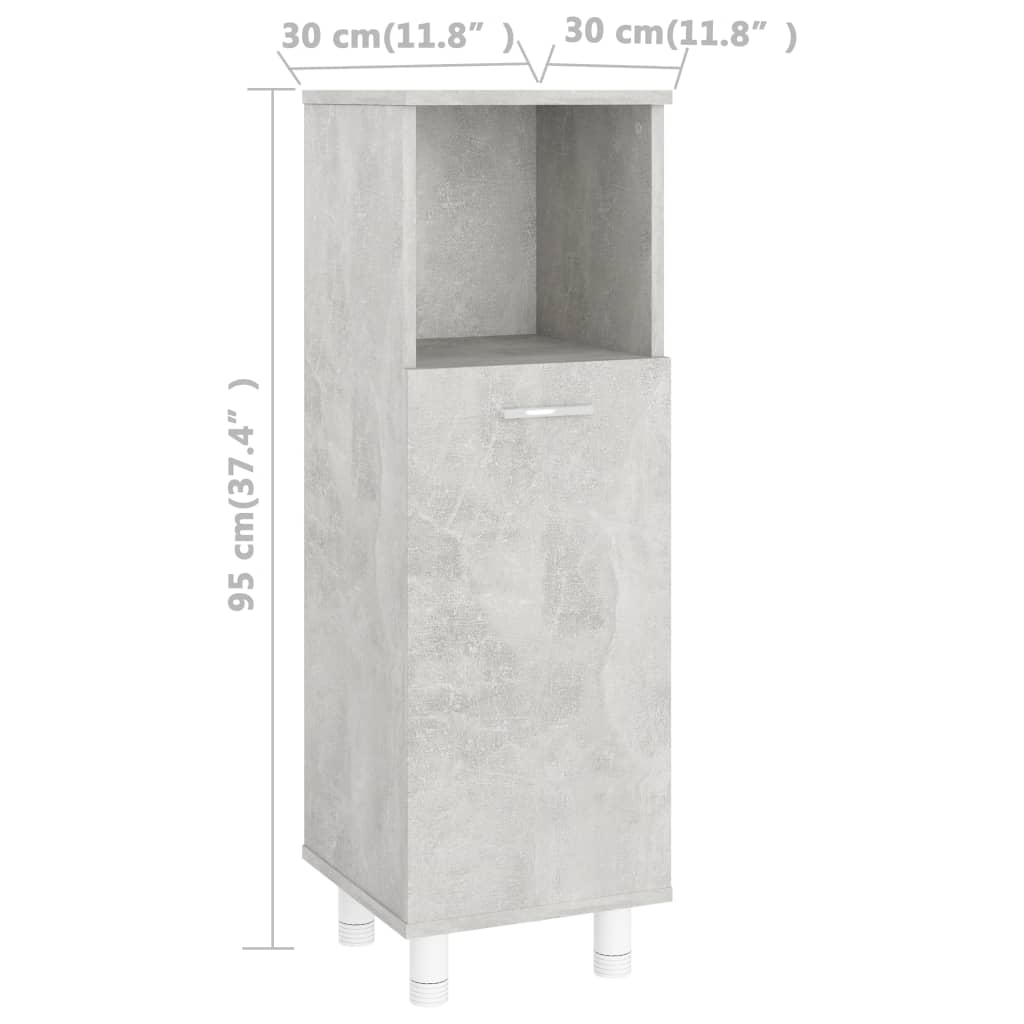 vidaXL Badkamerkast 30x30x95 cm bewerkt hout betongrijs