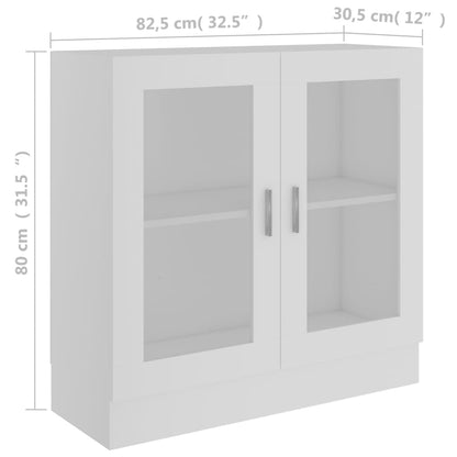 vidaXL Vitrinekast 82,5x30,5x80 cm bewerkt hout wit