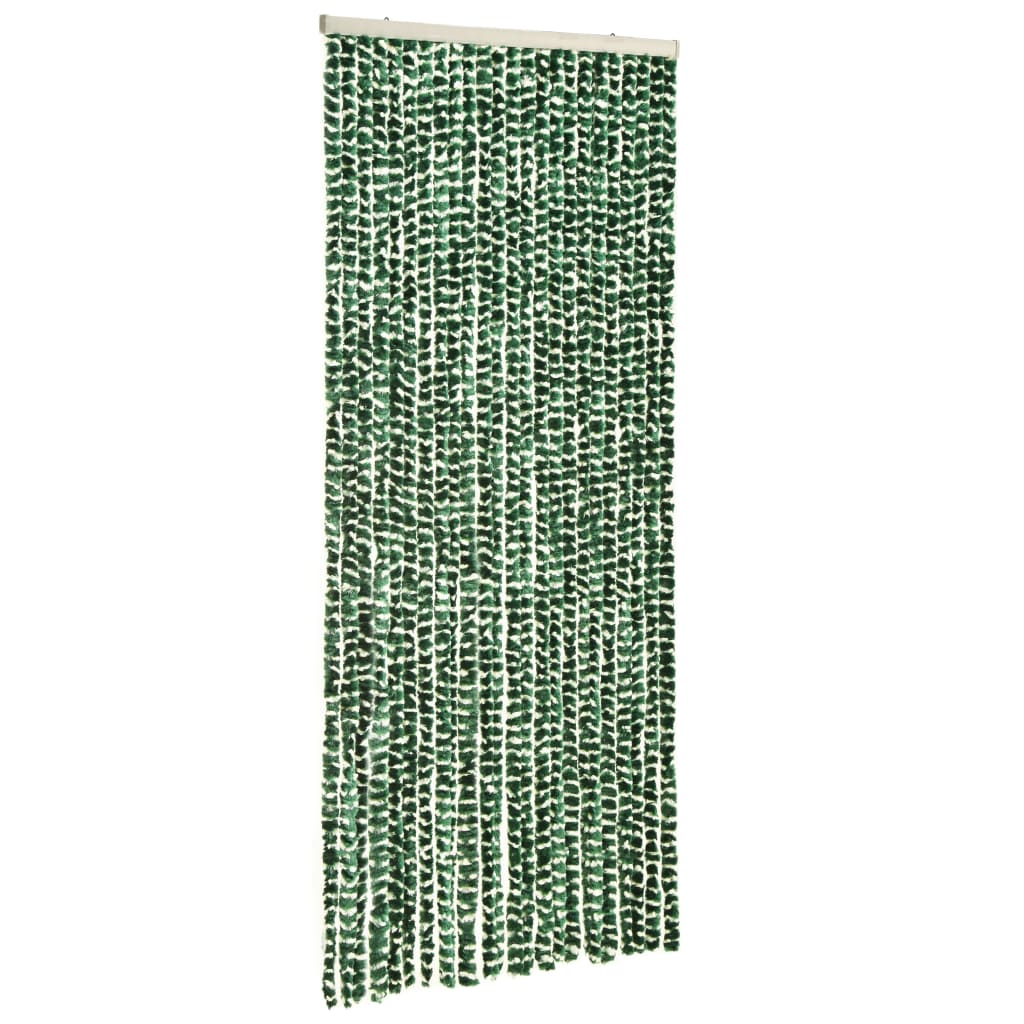 vidaXL Vliegengordijn 90x220 cm chenille groen en wit