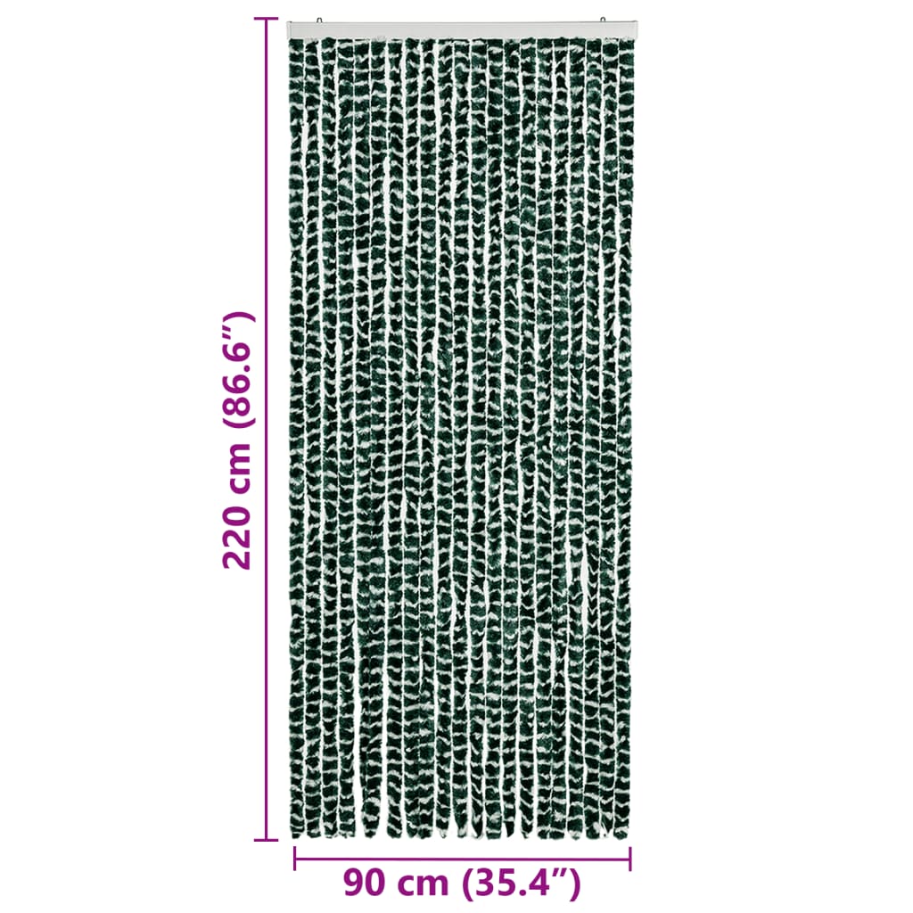 vidaXL Vliegengordijn 90x220 cm chenille groen en wit