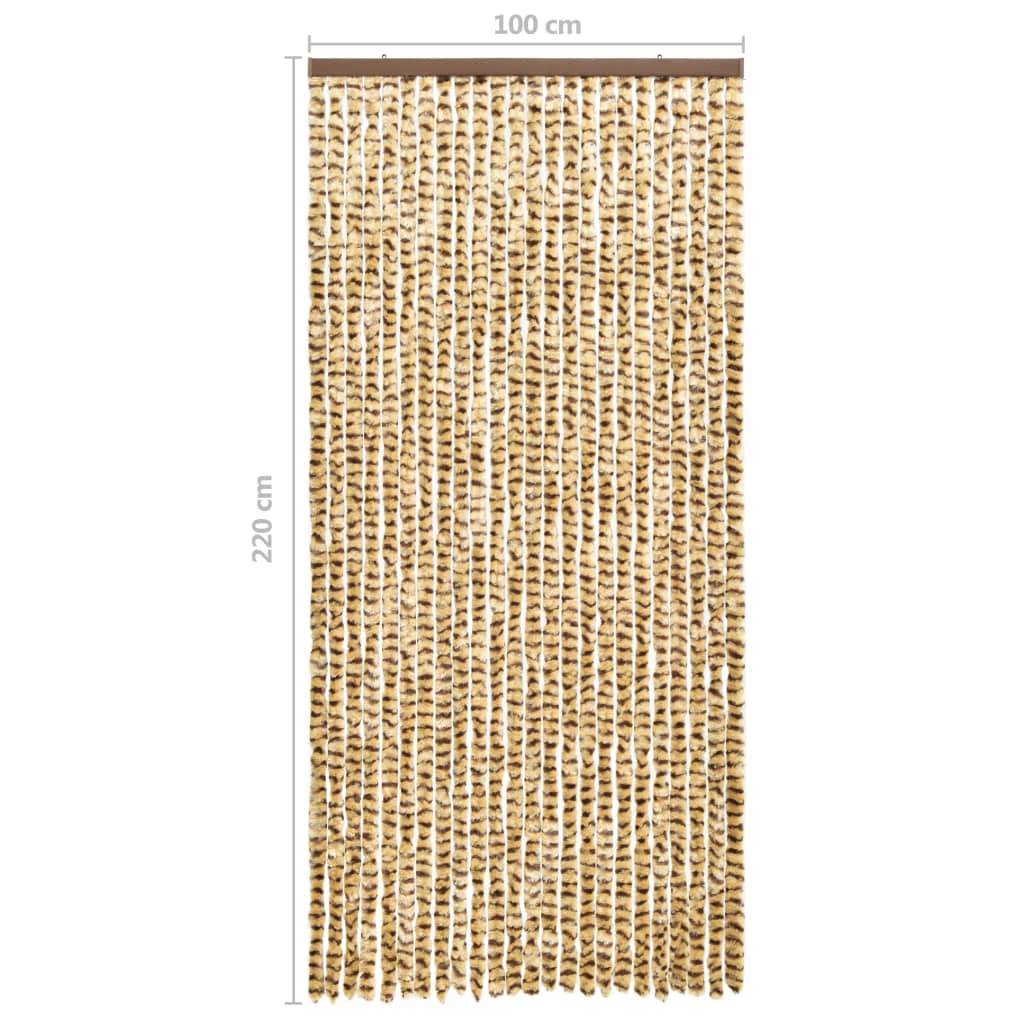 vidaXL Vliegengordijn 100x220 cm chenille beige en bruin