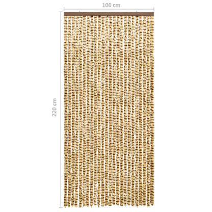 vidaXL Vliegengordijn 100x220 cm chenille beige en bruin