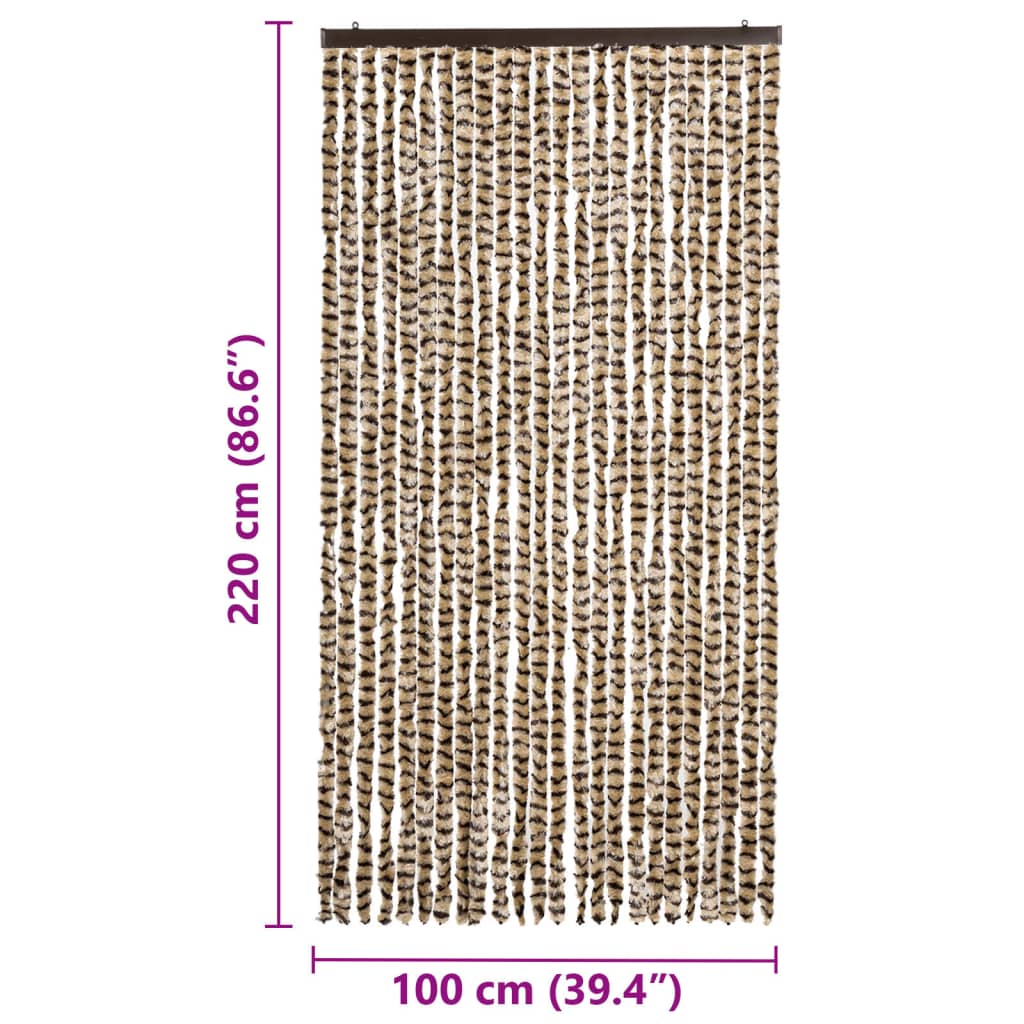 vidaXL Vliegengordijn 100x220 cm chenille beige en bruin