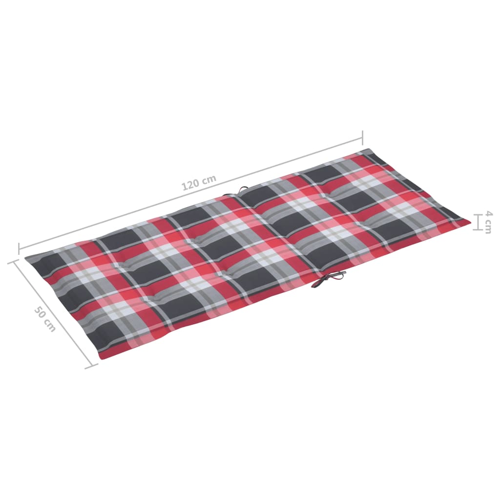 vidaXL Tuinstoelkussens 4 st 120x50x3 cm stof ruitpatroon rood