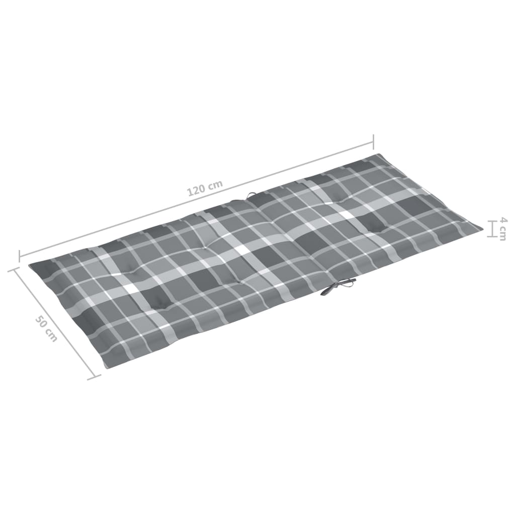 vidaXL Tuinstoelkussens 6 st 120x50x3 cm stof ruitpatroon grijs