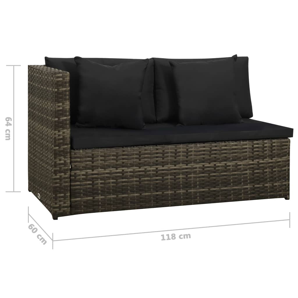 vidaXL 8-delige Loungeset met kussens poly rattan grijs