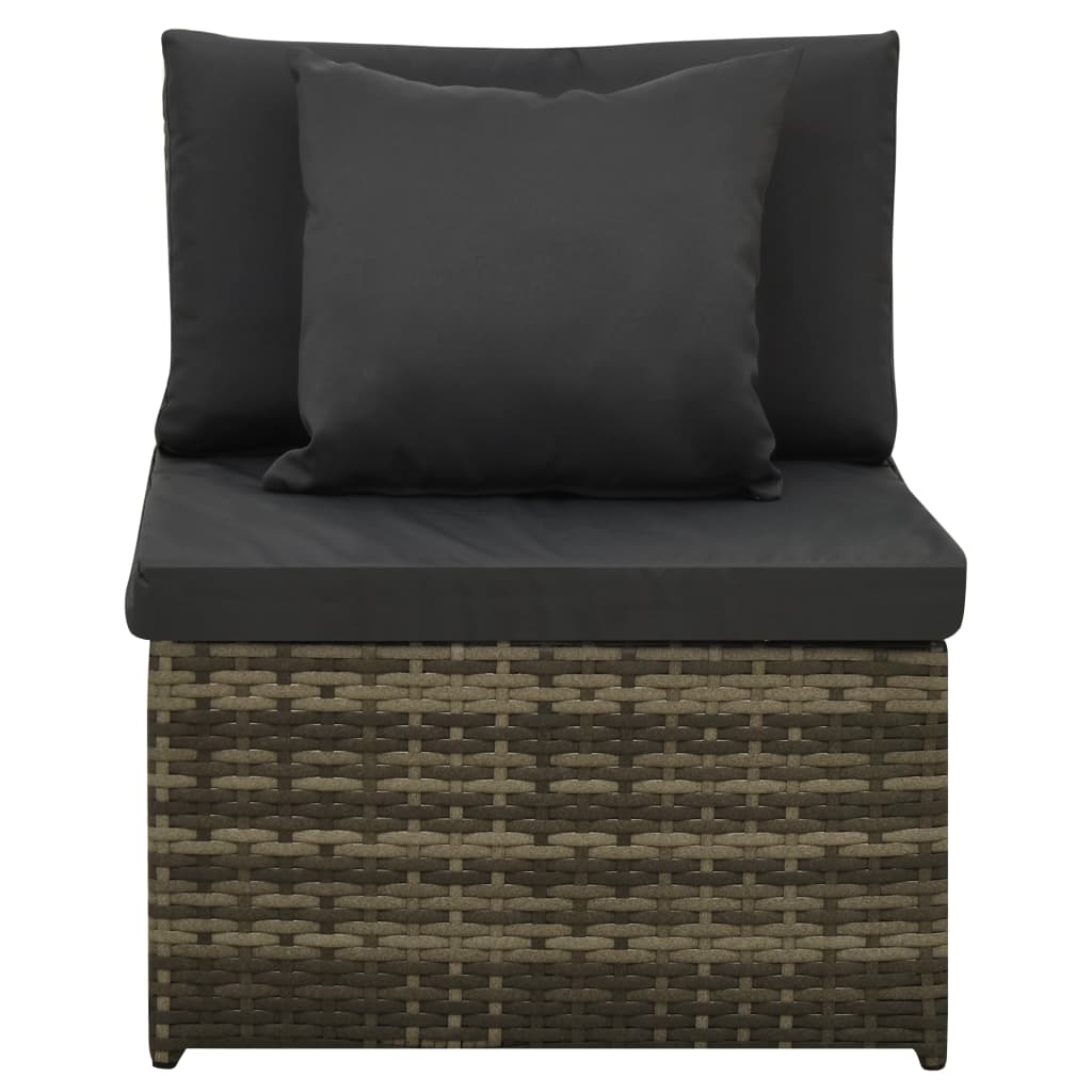 vidaXL 8-delige Loungeset met kussens poly rattan grijs