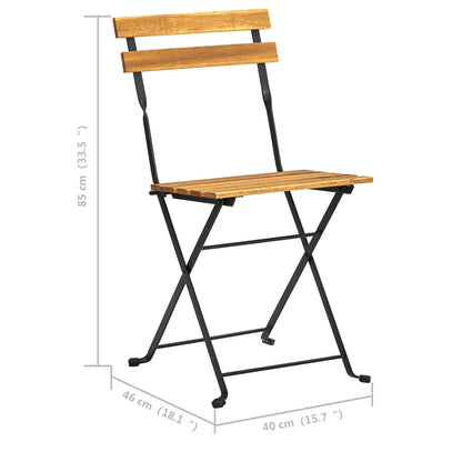 vidaXL Tuinstoelen 2 st inklapbaar staal en massief acaciahout