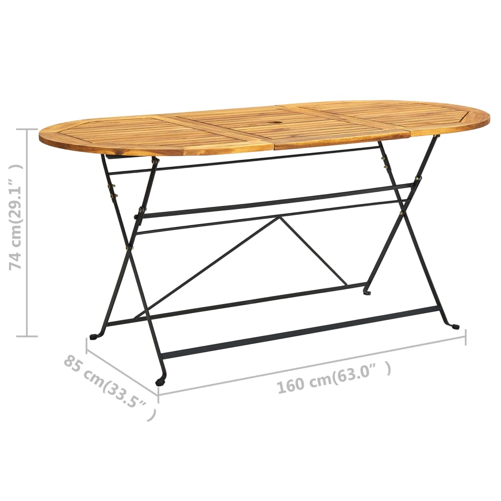 vidaXL Tuintafel ovaal 160x85x74 cm massief acaciahout