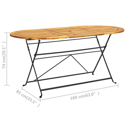 vidaXL Tuintafel ovaal 160x85x74 cm massief acaciahout