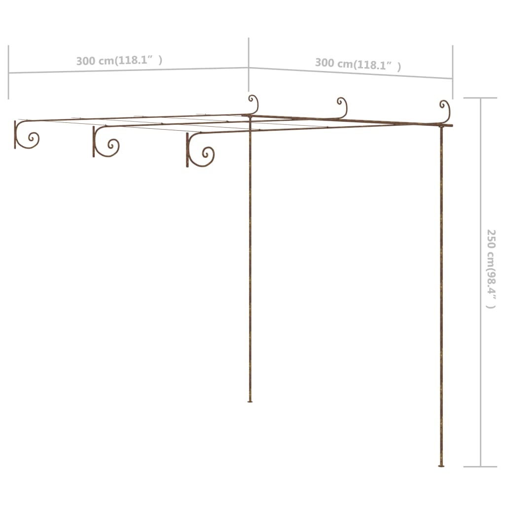 vidaXL Tuinpergola 3x3x2,5 m ijzer antiekbruin