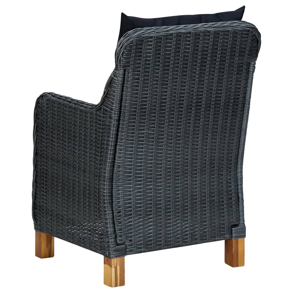 vidaXL Tuinstoelen 2 st met kussens poly rattan donkergrijs