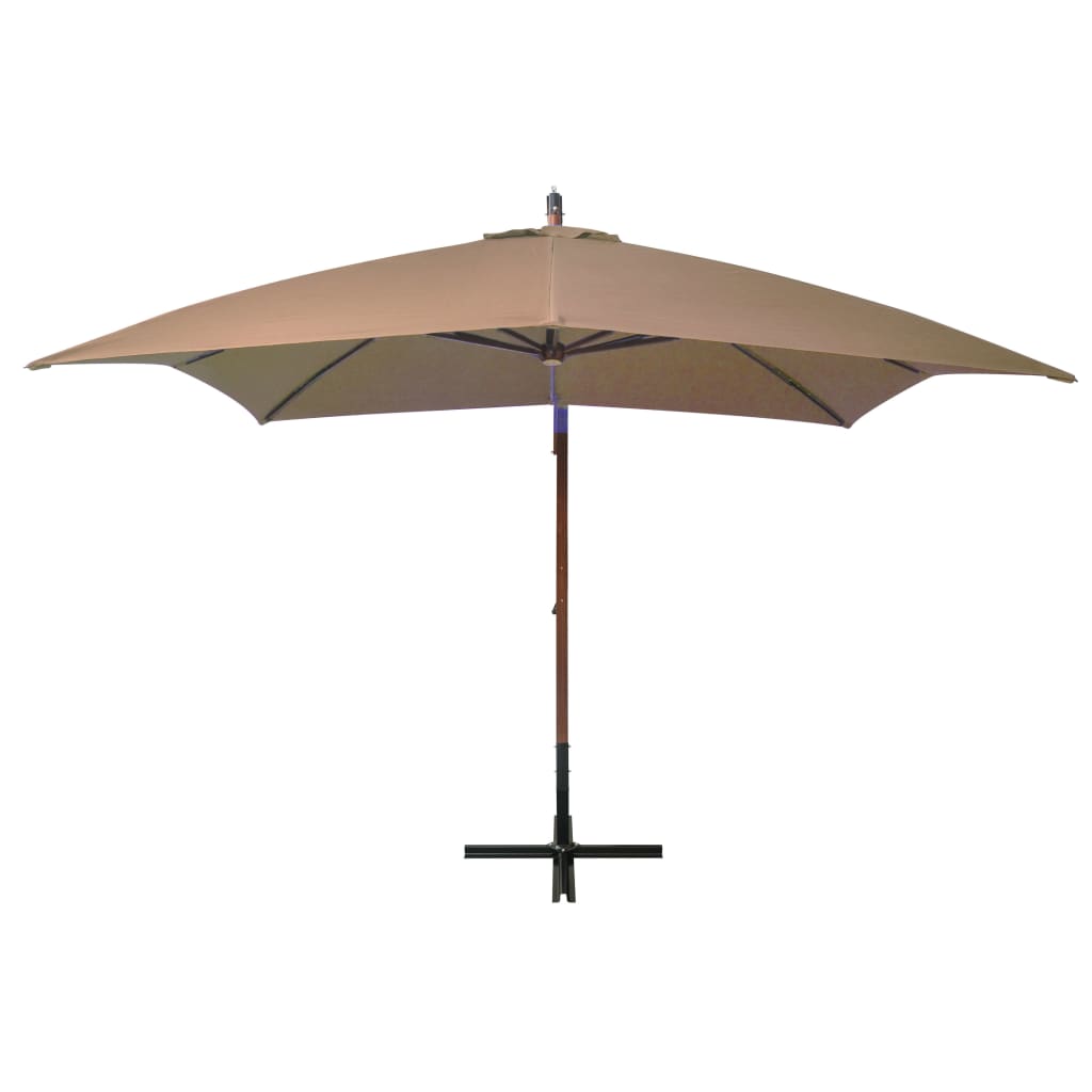 vidaXL Zweefparasol met paal 3x3 m massief vurenhout taupe