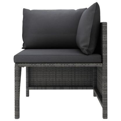 vidaXL 5-delige Loungeset met kussens poly rattan grijs