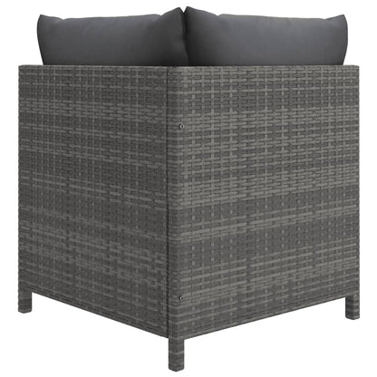 vidaXL 5-delige Loungeset met kussens poly rattan grijs