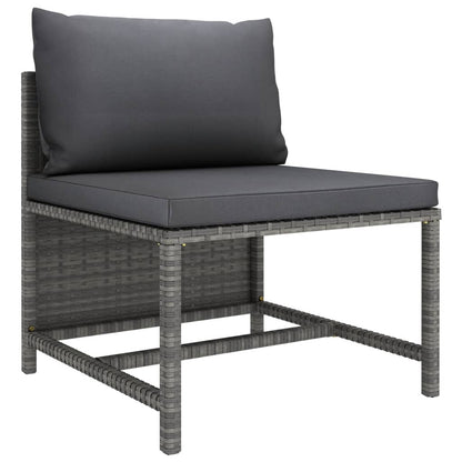 vidaXL 5-delige Loungeset met kussens poly rattan grijs