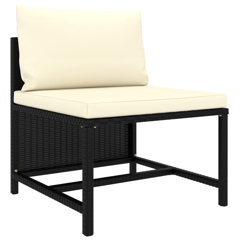 vidaXL 5-delige Loungeset met kussens poly rattan zwart