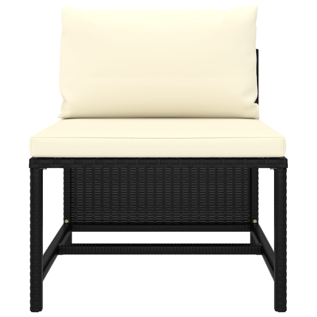 vidaXL 5-delige Loungeset met kussens poly rattan zwart