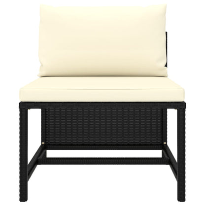 vidaXL 5-delige Loungeset met kussens poly rattan zwart